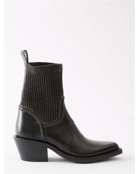 Nellie leather ankle boots in black 